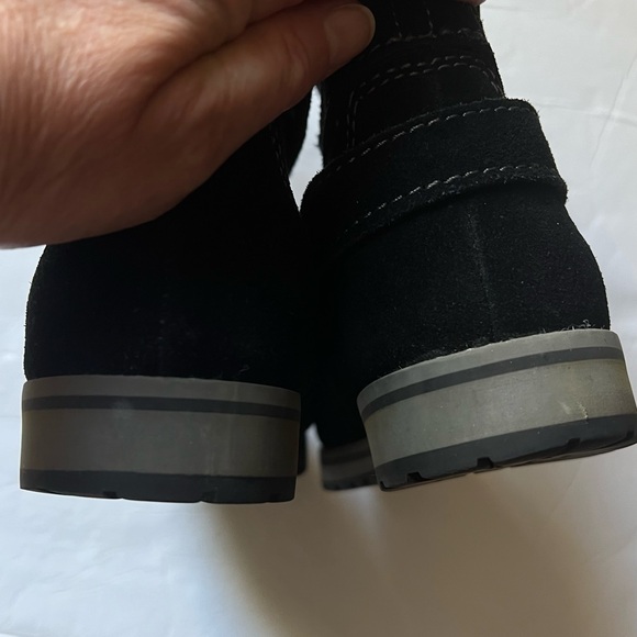 Women’s boots black suede short boots faux fur lined wrap detail 8.5 - Picture 7 of 9